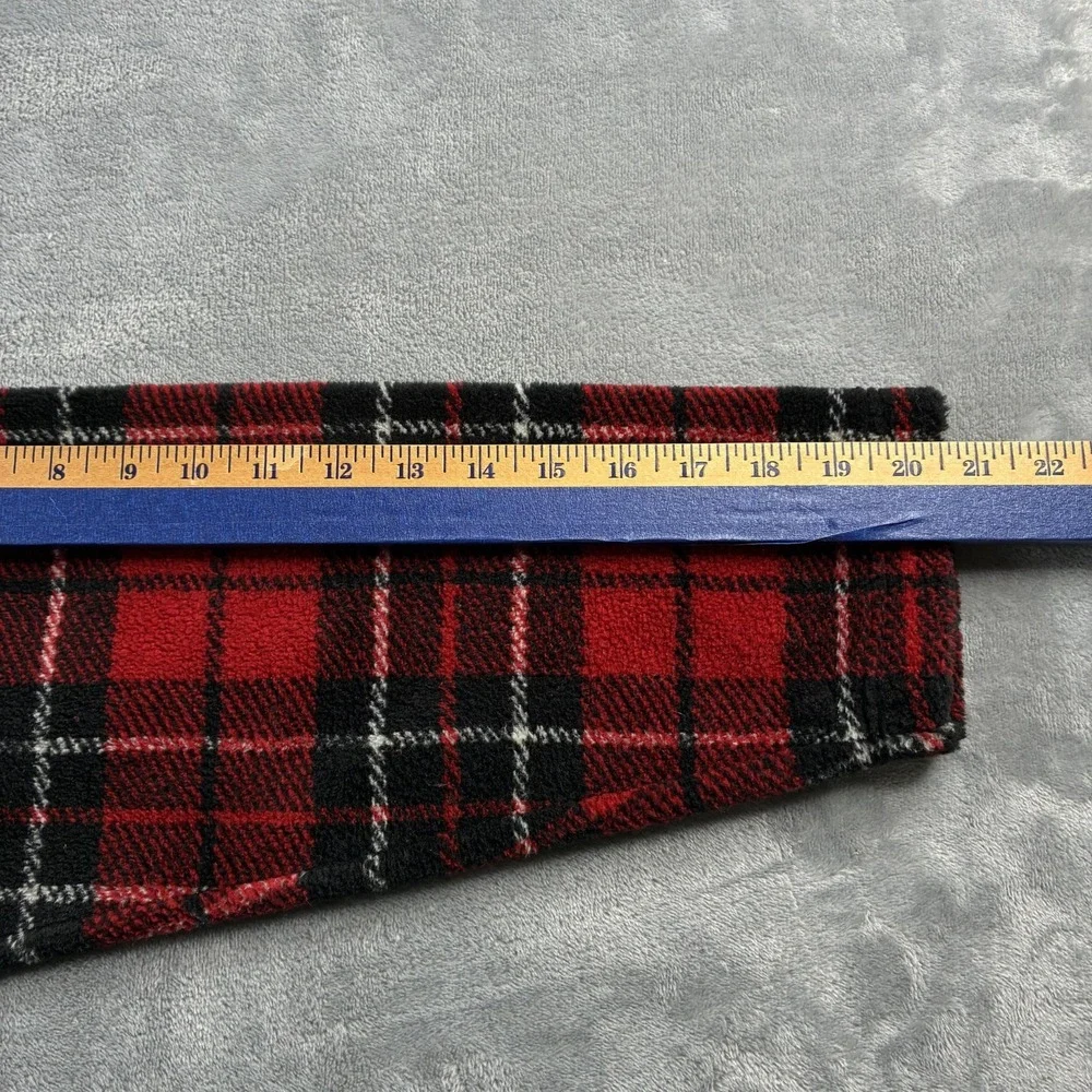 Lauren Ralph Lauren 1/4 Zip Plaid Fleece Men's Medium Red Tartan USA‎ Made VTG